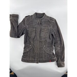 Women's Vtg EDC Jean Bomber jacket Sz M HONG KONG Gray Cotton Polyester Blend